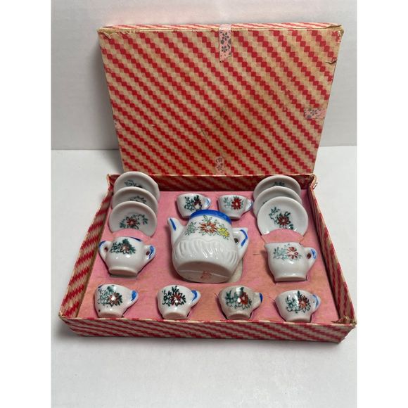 Antique Vintage 1940’s Mini Tea Set 15 piece Occupied Japan Original box - Picture 1 of 11